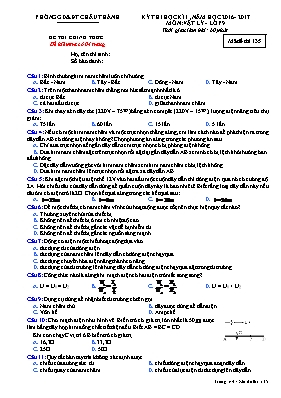 Đề kiểm tra học kì I Vật lí lớp 9 - Mã đề 135 - Năm học 2016-2017 - Sở GD & ĐT Châu Thành